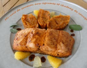 Mi-cuit de saumon aux agrumes et chutney de courge