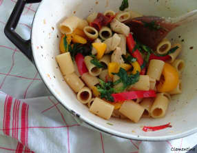 Rigatoni au poulet et à la mâche