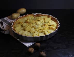 Tarte aux pommes de terre noix et magret séché