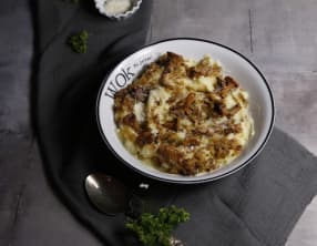 Purée aux girolles et oignons confits