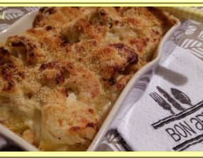 Parmentier de chou-fleur au saumon