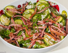 Salade de courgettes au riz et au bacon