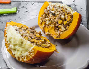 Potimarron farci aux cèpes et aux châtaignes