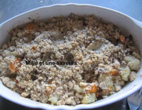 Crumble topinambour et potimarron aux noisettes et chèvre