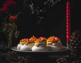 Pavlova au potimarron et grenade