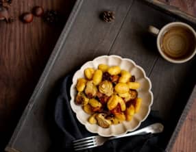 Gnocchis rôtis aux choux de Bruxelles