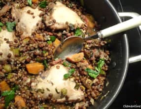 Lentilles au poulet et lardons de Nigella Lawson