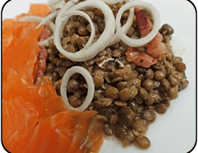 Salade de lentilles au saumon fumé