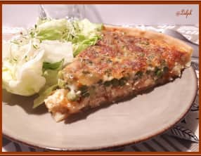 Tarte aux petits pois et crevettes