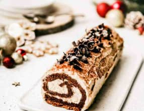 Bûche pralinée au chocolat et croustillant praliné