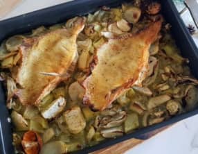 Aile de raie, aux fenouils, endives et navets