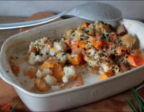Gratin de chou-fleur et butternut à la crème de coco