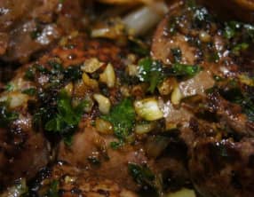 Foie de lapin poêlé au vinaigre de framboises