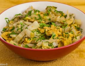 Omelette aux côtes de blettes, sauce soja