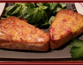 Clafoutis de poivron rouge et jambon fumé