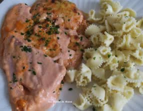 Jambon gratiné à la crème au concentré de tomates