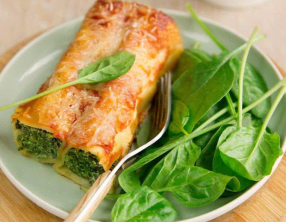 Cannelloni gratiné au fromage de chèvre, miel, épinards