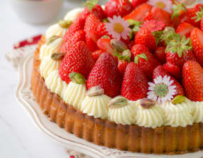 Tarte aux fraises à la crème diplomate vanille