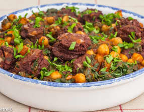 Boudin noir aux épinards et pois chiches