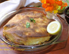 Tourte de feuilles de bricks thon, fromage, pommes de terre
