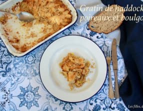 Gratin de haddock, poireaux et boulgour