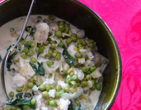 Blanquette de poisson aux légumes verts