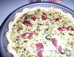 Quiche aux champignons et magrets fumés