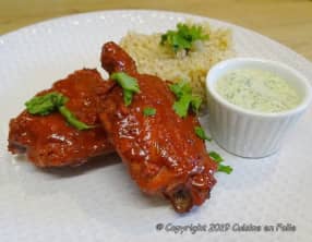Poulet tandoori, sauce yaourt aux fines herbes et riz pilaf au Garam Masala