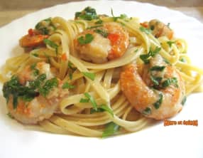Linguine aux crevettes et persil
