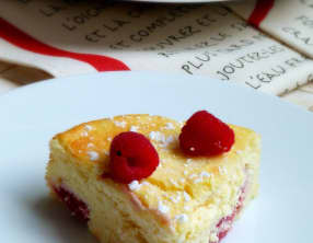 Gateau fraîcheur ricotta et framboises
