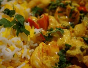 Crevettes au poivre vert et à la crème