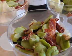 Verrines de fèves au chorizo