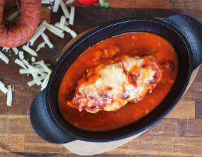 Poulet gratiné à la crème de poivrons