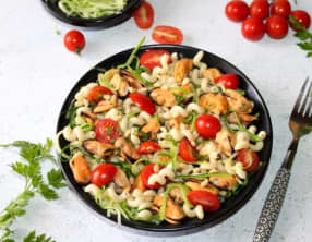 Serpentins aux moules et spaghettis de courgettes