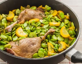 Confit de canard aux courgettes et aux fèves