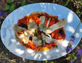 Ailes de raies aux poivrons confits