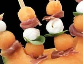 Brochettes de melon charentais et mozzarella