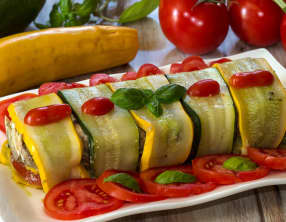 Terrine de courgettes, sardines, tomates et pesto