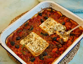 Feta rôtie aux tomates et poivrons