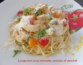 Linguine aux tomates cerises et poulet