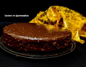 Gâteau moelleux aux cerises séchées et ganache au pralin