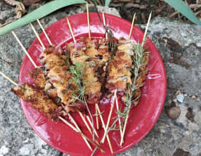 Brochettes de moules et pancetta