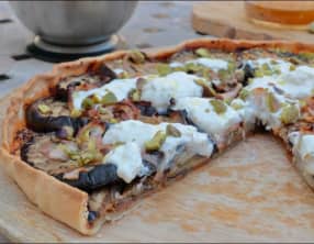 Tarte aubergines et stracciatella