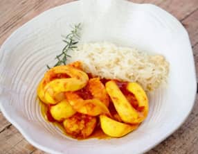 Anneaux d’encornet et crevettes sauce au pastis