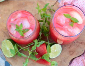 Agua fresca à la pastèque, citron vert et menthe