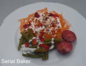 Salade croquante de carotte et haricots verts sauce à la feta