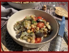 Salade de pois chiche aux aubergines