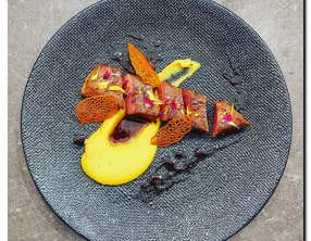 Bœuf cuit basse température et purée de lentilles corail