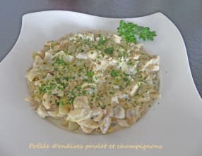 Poêlée d'endives poulet et champignons