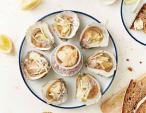 Huîtres au granité de cidre et à la pomme verte